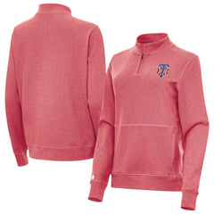 Minnesota Twins Antigua Women's Crush Stars and Stripes Team Logo Quarter-Zip Pullover Top - Heather Red Pullover