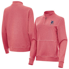 Detroit Tigers Antigua Women's Crush Stars and Stripes Team Logo Quarter-Zip Pullover Top - Heather Red Pullover