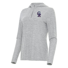 Colorado Rockies Antigua Women's Daybreak Quarter-Zip Hoodie - Heather Gray Hoodies