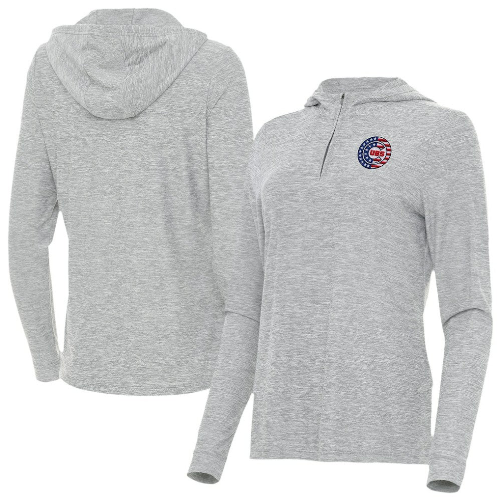 Chicago Cubs Antigua Women's Daybreak Quarter-Zip Hoodie - Heather Gray Hoodies