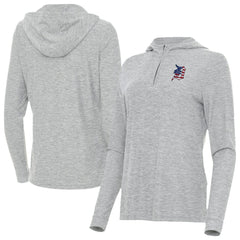 Detroit Tigers Antigua Women's Daybreak Quarter-Zip Hoodie - Heather Gray Hoodies