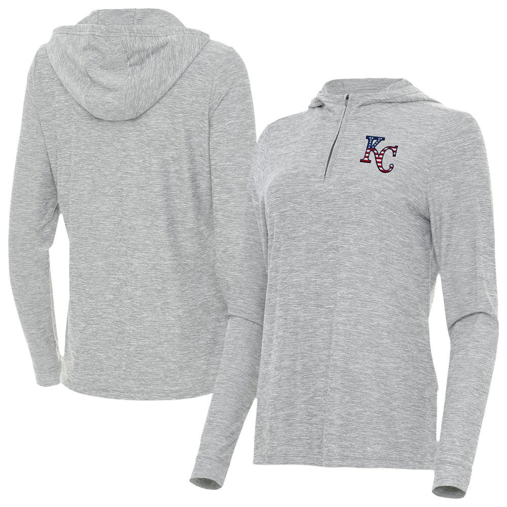 Kansas City Royals Antigua Women's Daybreak Quarter-Zip Hoodie - Heather Gray Hoodies