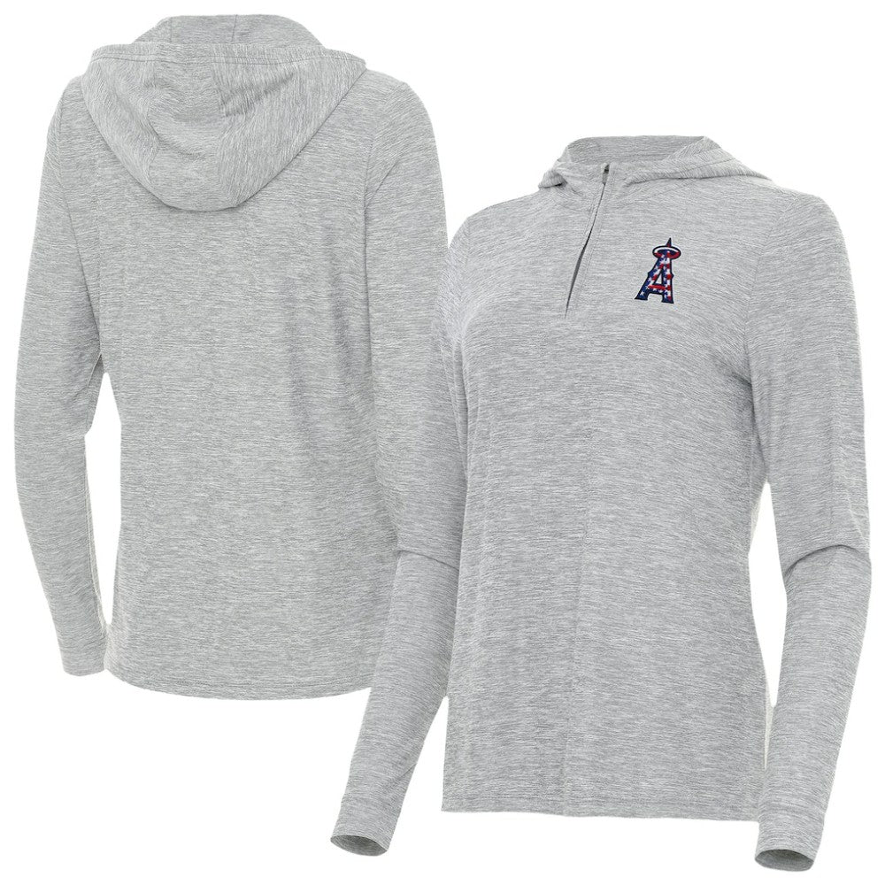 Los Angeles Angels Antigua Women's Daybreak Quarter-Zip Hoodie - Heather Gray Hoodies