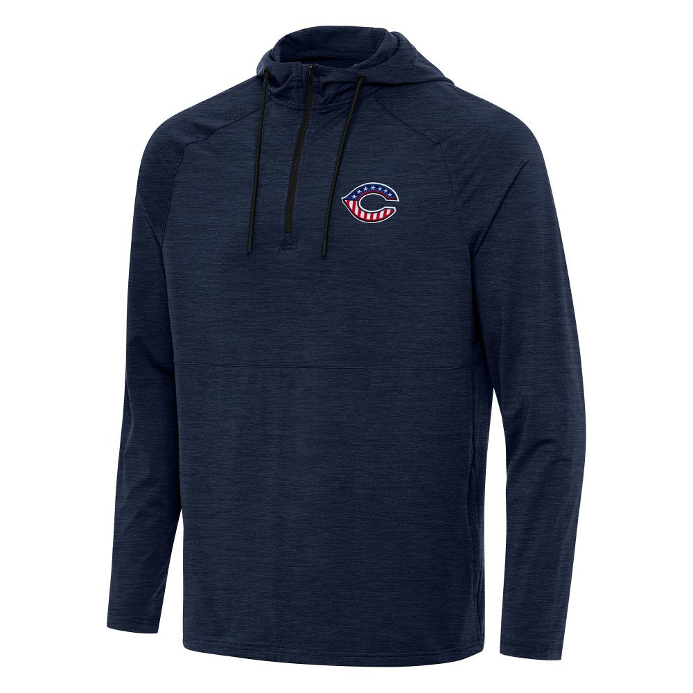 Cincinnati Reds Antigua Spikes Stars and Stripes Team Logo Quarter-Zip Pullover Hoodie - Heather Navy Hoodies