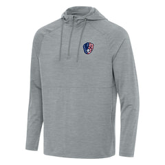 Milwaukee Brewers Antigua Spikes Stars and Stripes Team Logo Quarter-Zip Pullover Hoodie - Heather Gray Hoodies