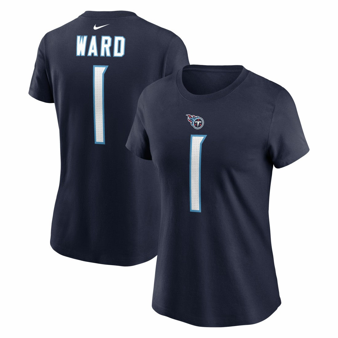 Cameron Ward Tennessee Titans Women's Name & Number T-Shirt Navy
