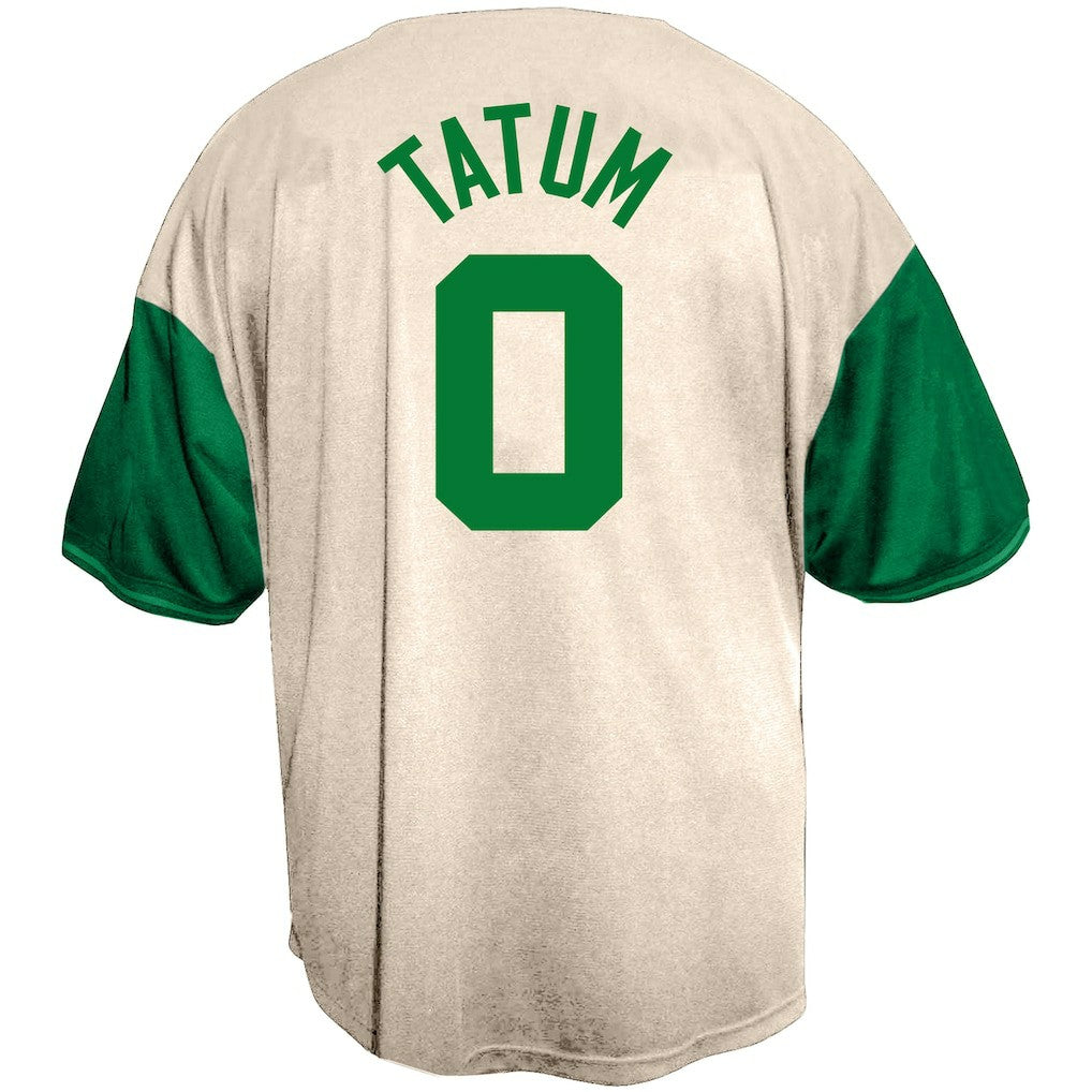 Jayson Tatum Boston Celtics Baseball Jersey Cream