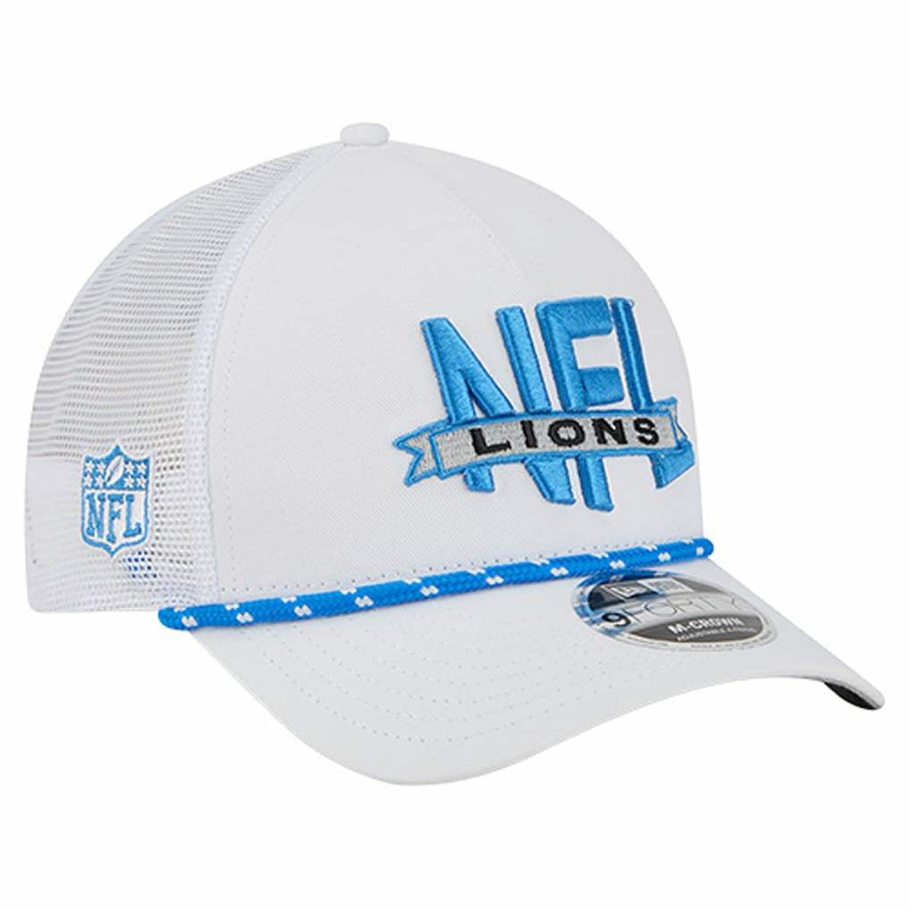 Detroit Lions New Era NFL 9FORTY A-Frame M-Crown Adjustable Trucker Hat White