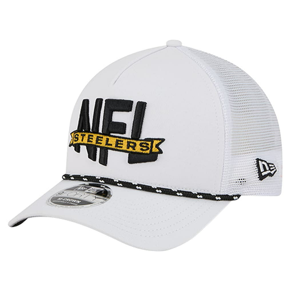 Pittsburgh Steelers New Era NFL 9FORTY A-Frame M-Crown Adjustable Trucker Hat White