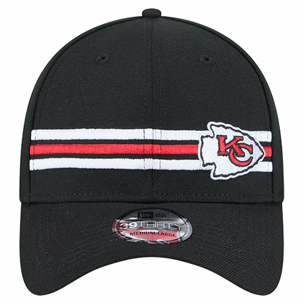 Kansas City Chiefs New Era Stripes 39THIRTY Flex Hat Black