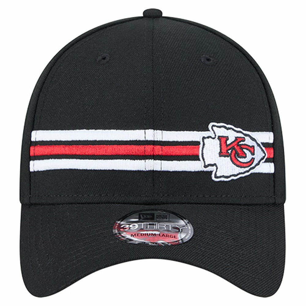 Kansas City Chiefs New Era Stripes 39THIRTY Flex Hat Black