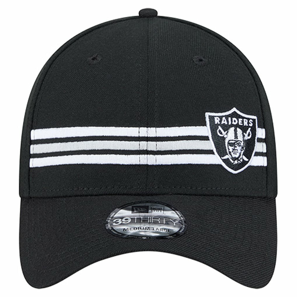 Las Vegas Raiders New Era Stripes 39THIRTY Flex Hat Black