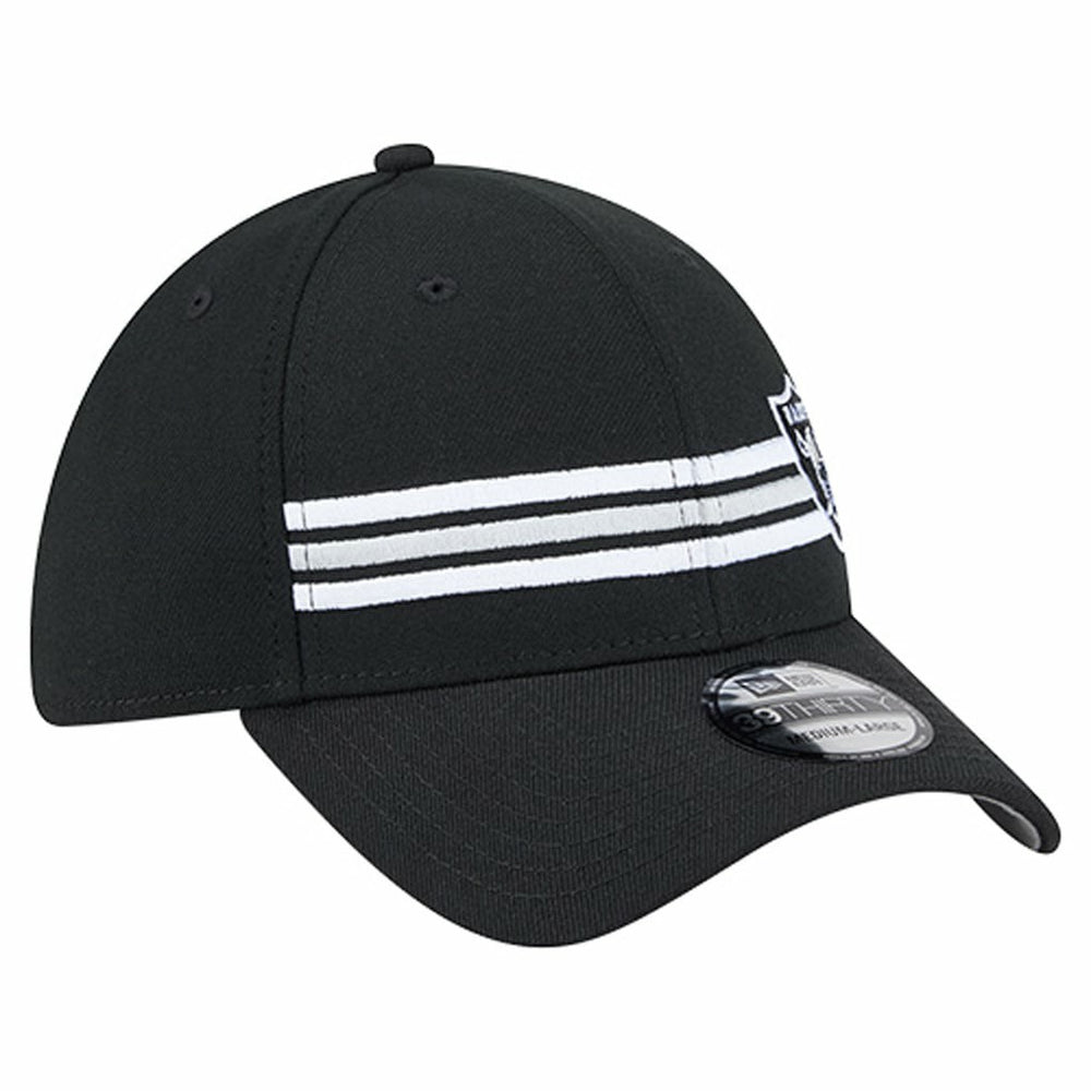 Las Vegas Raiders New Era Stripes 39THIRTY Flex Hat Black