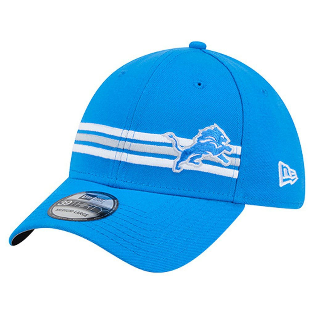 Detroit Lions New Era Stripes 39THIRTY Flex Hat Blue