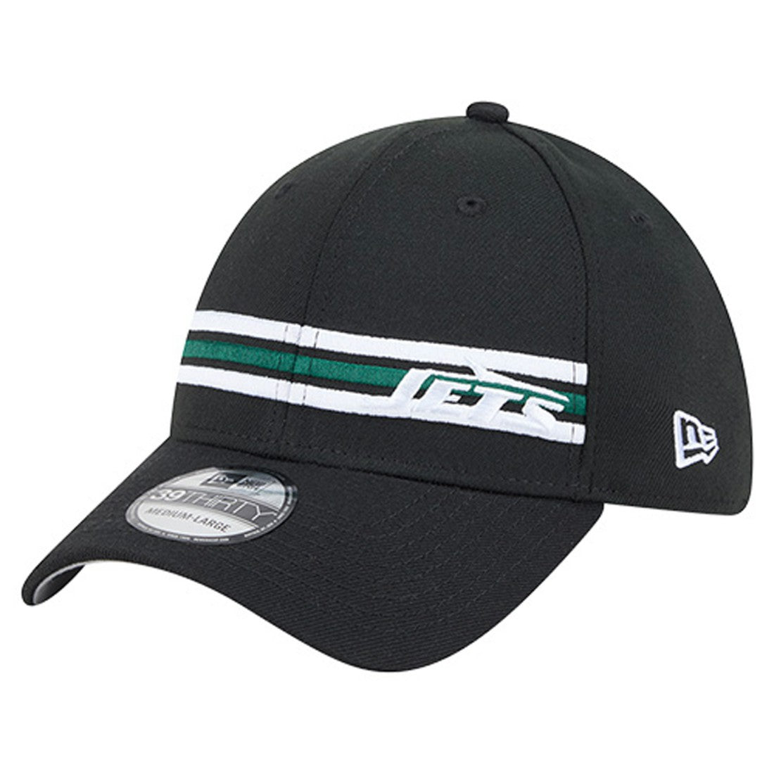 New York Jets New Era Stripes 39THIRTY Flex Hat Black