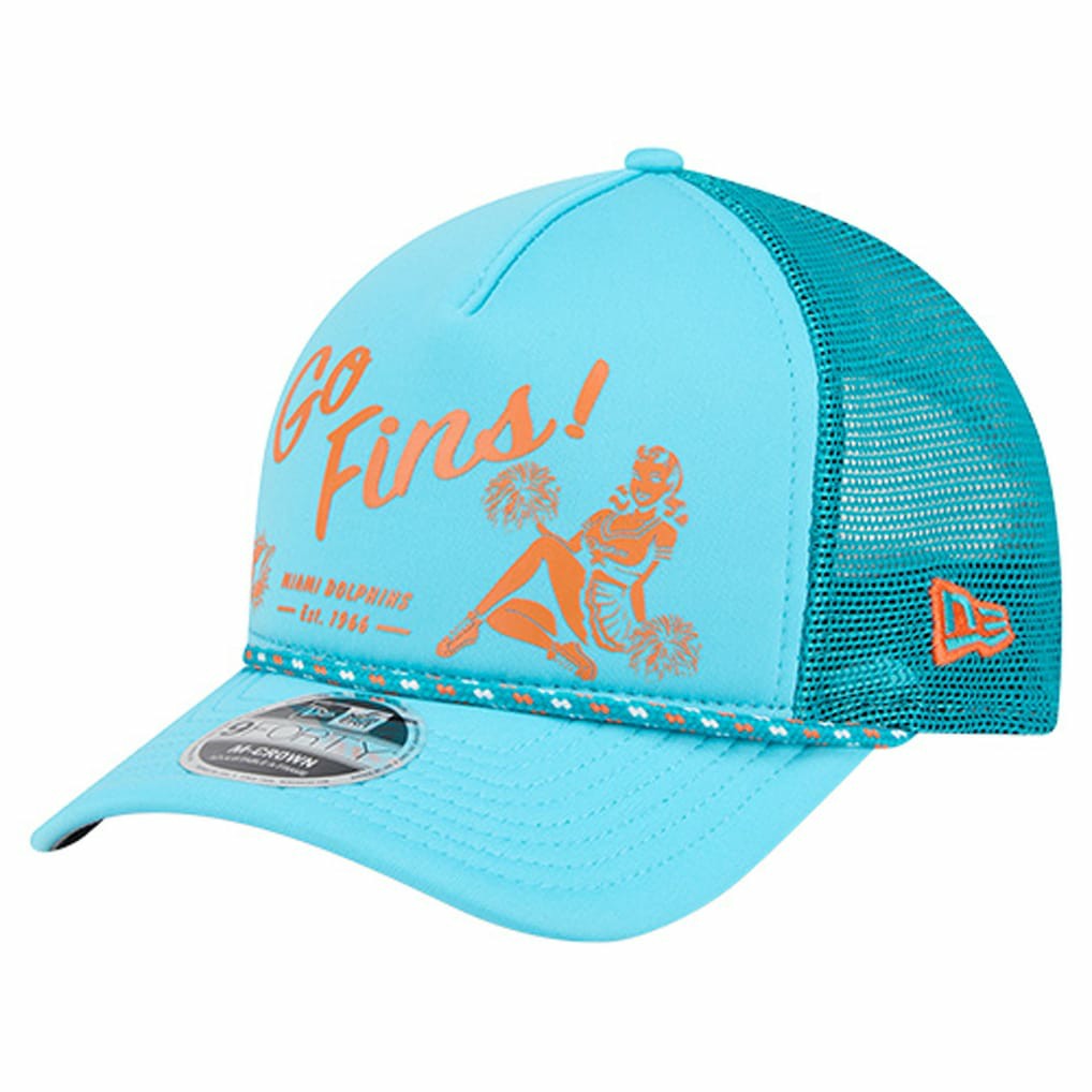 Miami Dolphins New Era Gas Station 9FORTY A-Frame M-Crown Adjustable Trucker Hat Aqua