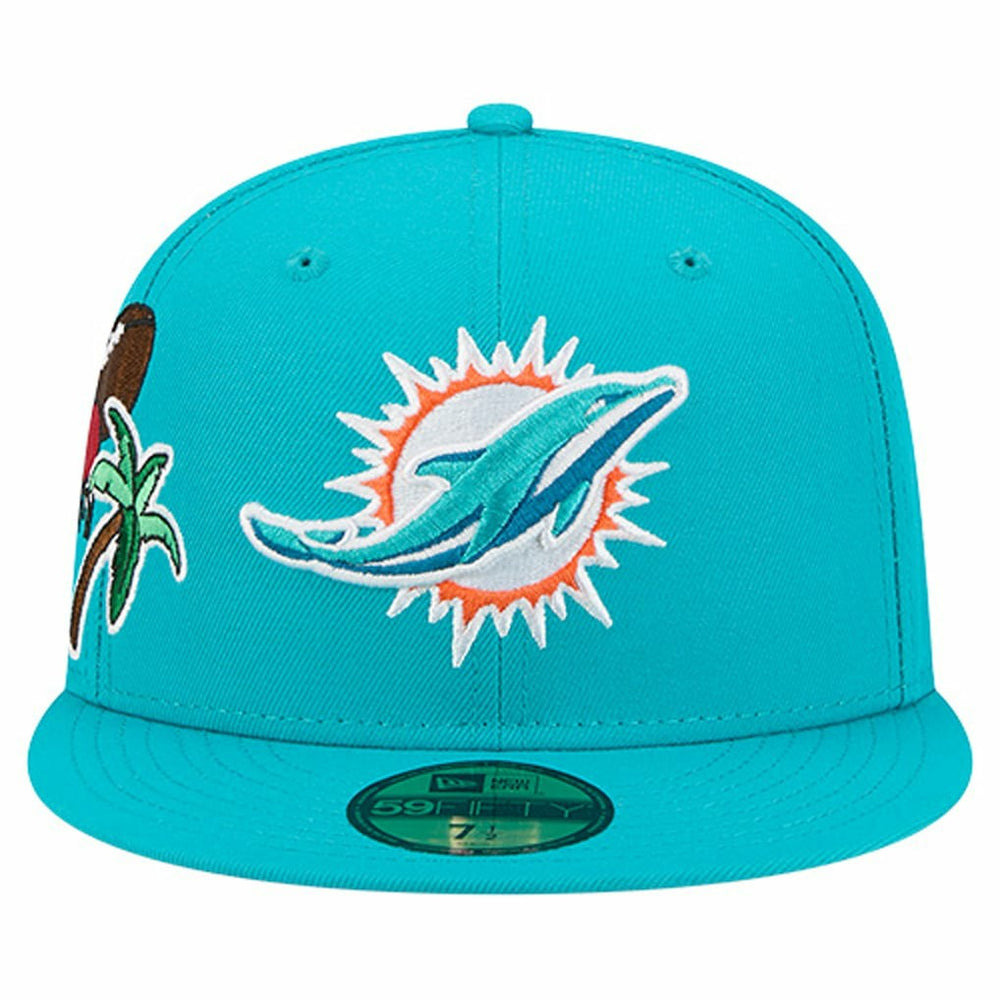 Miami Dolphins New Era Group Chat 59FIFTY Fitted Hat Aqua