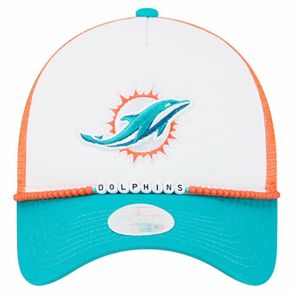 Miami Dolphins New Era Women's Friendship Bracelet 9FORTY Adjustable Hat White/Aqua