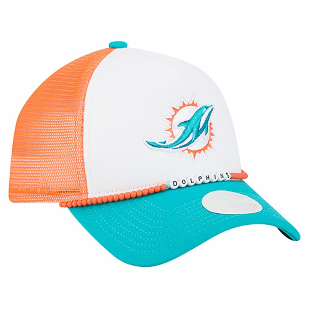 Miami Dolphins New Era Women's Friendship Bracelet 9FORTY Adjustable Hat White/Aqua