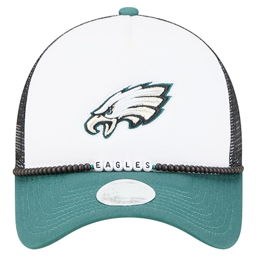Philadelphia Eagles New Era Women's Friendship Bracelet 9FORTY Adjustable Hat White/Midnight Green