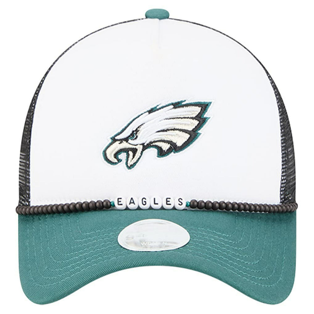 Philadelphia Eagles New Era Women's Friendship Bracelet 9FORTY Adjustable Hat White/Midnight Green