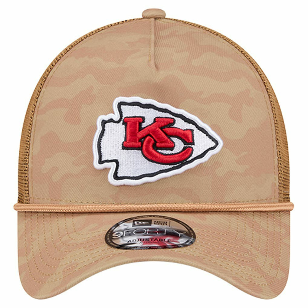 Kansas City Chiefs New Era Wheat Camo 9FORTY Adjustable Hat Tan