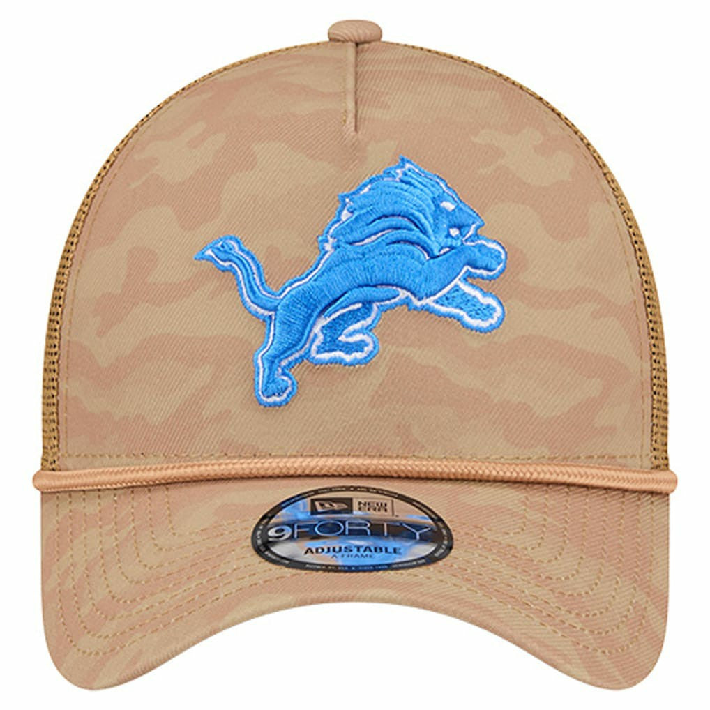 Detroit Lions New Era Wheat Camo 9FORTY Adjustable Hat Tan