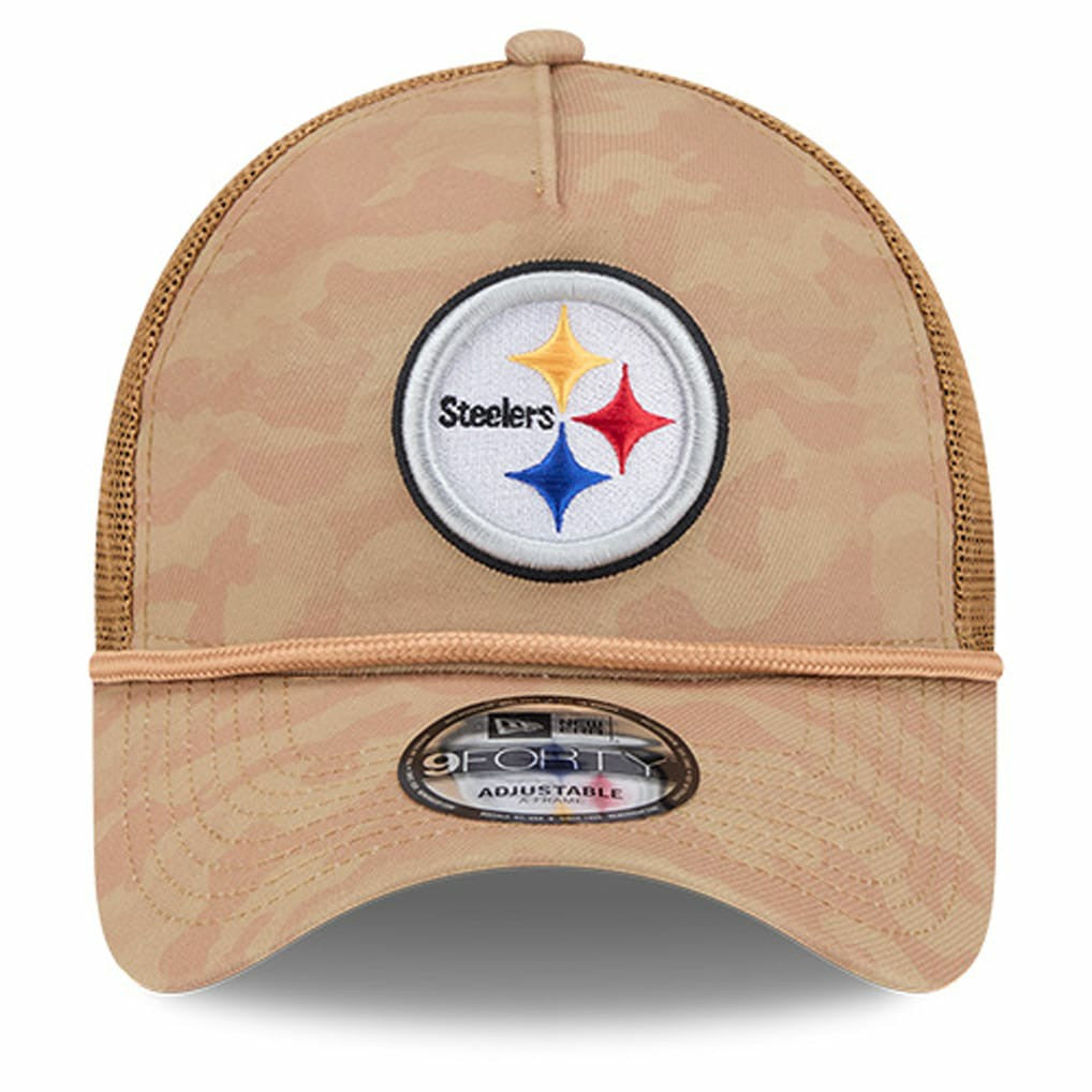 Pittsburgh Steelers New Era Wheat Camo 9FORTY Adjustable Hat Tan