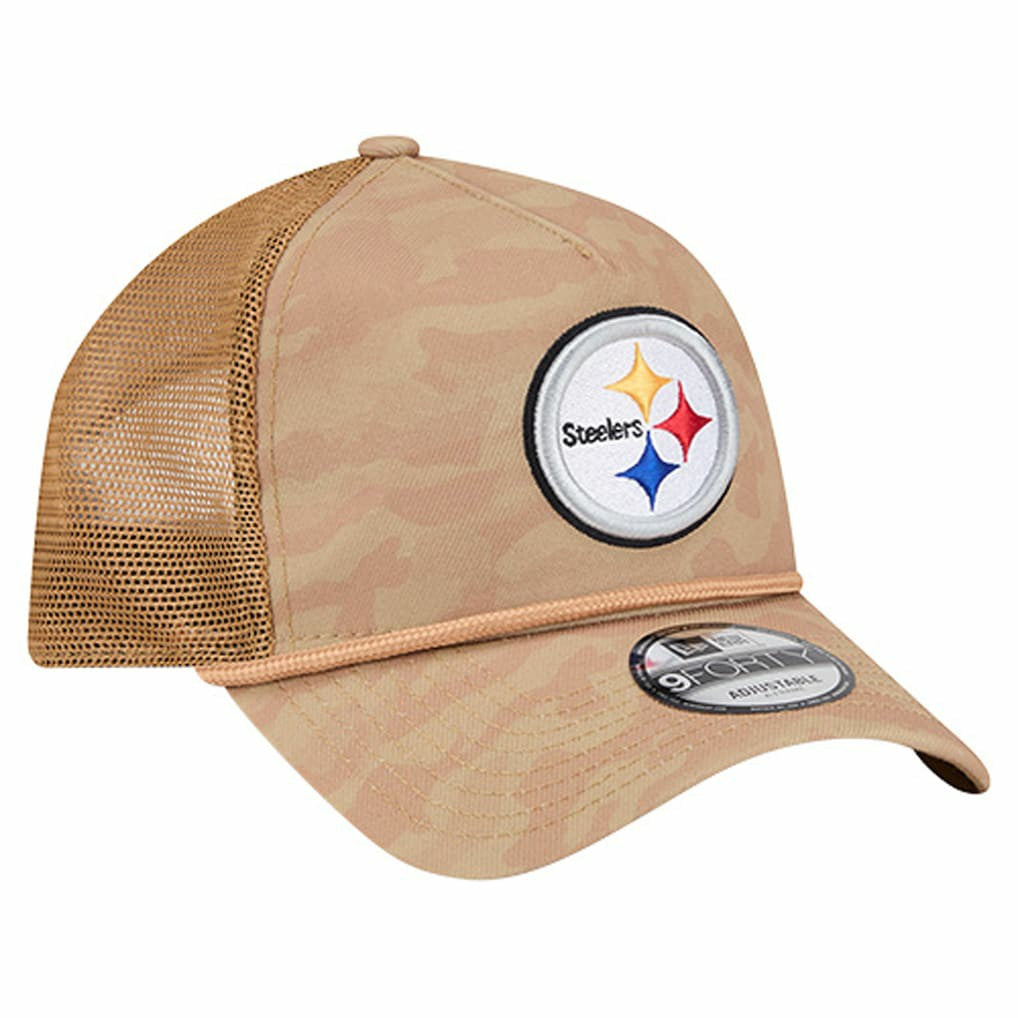 Pittsburgh Steelers New Era Wheat Camo 9FORTY Adjustable Hat Tan