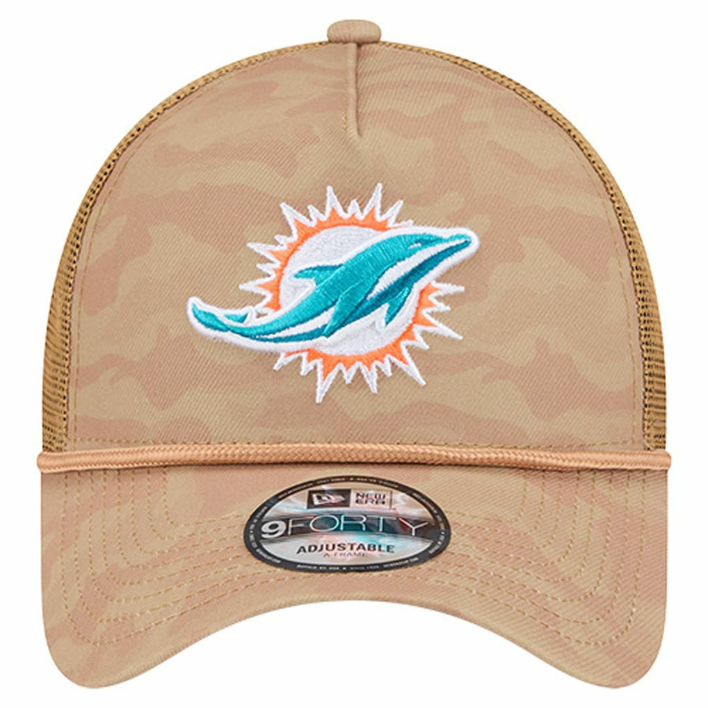 Miami Dolphins New Era Wheat Camo 9FORTY Adjustable Hat Tan