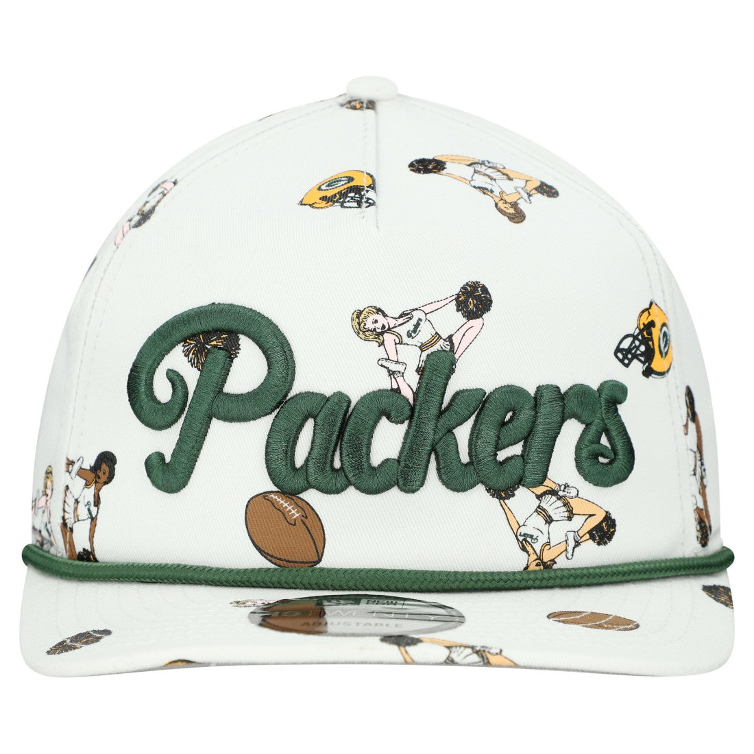 Green Bay Packers New Era Team Cheer 19TWENTY Snapback Hat White