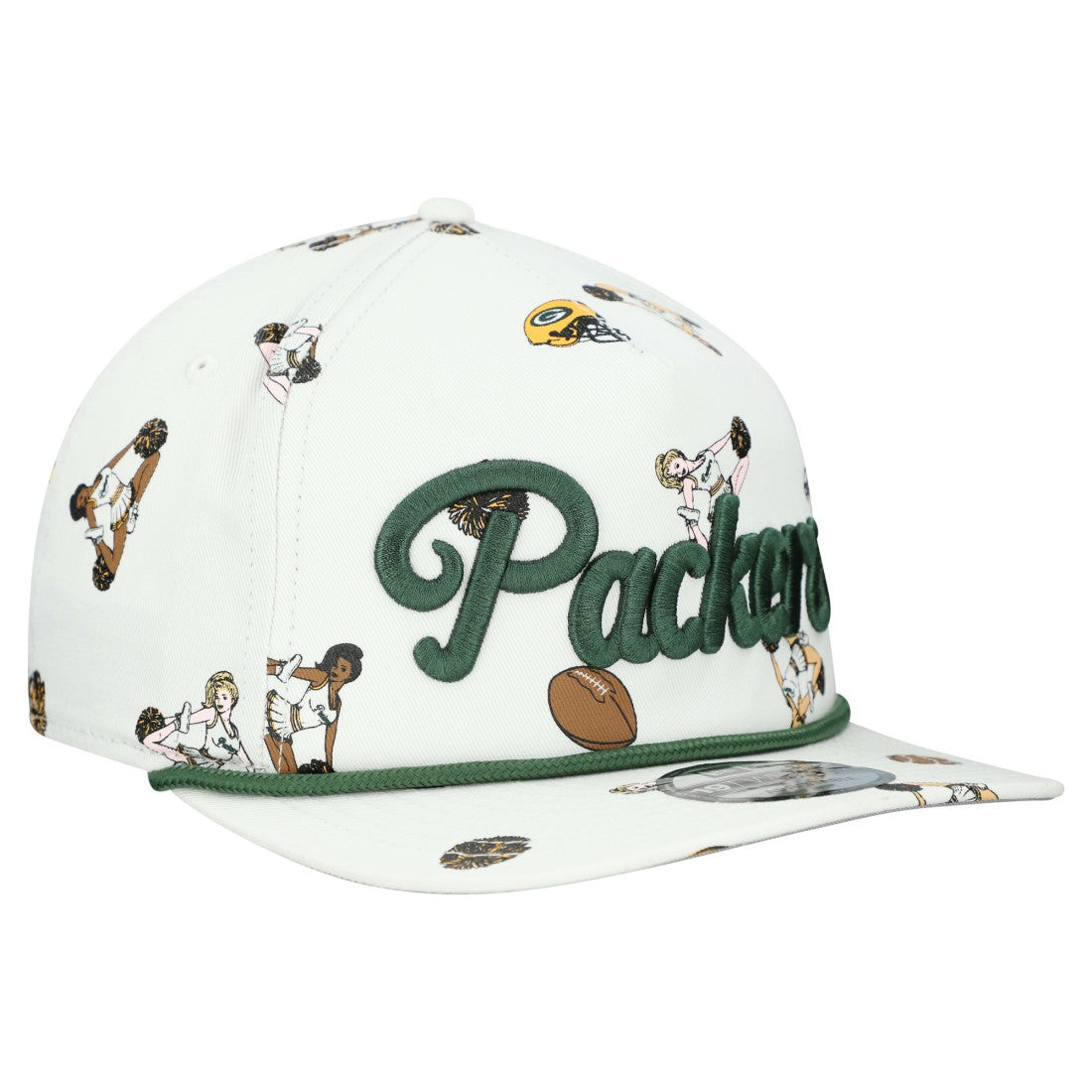 Green Bay Packers New Era Team Cheer 19TWENTY Snapback Hat White