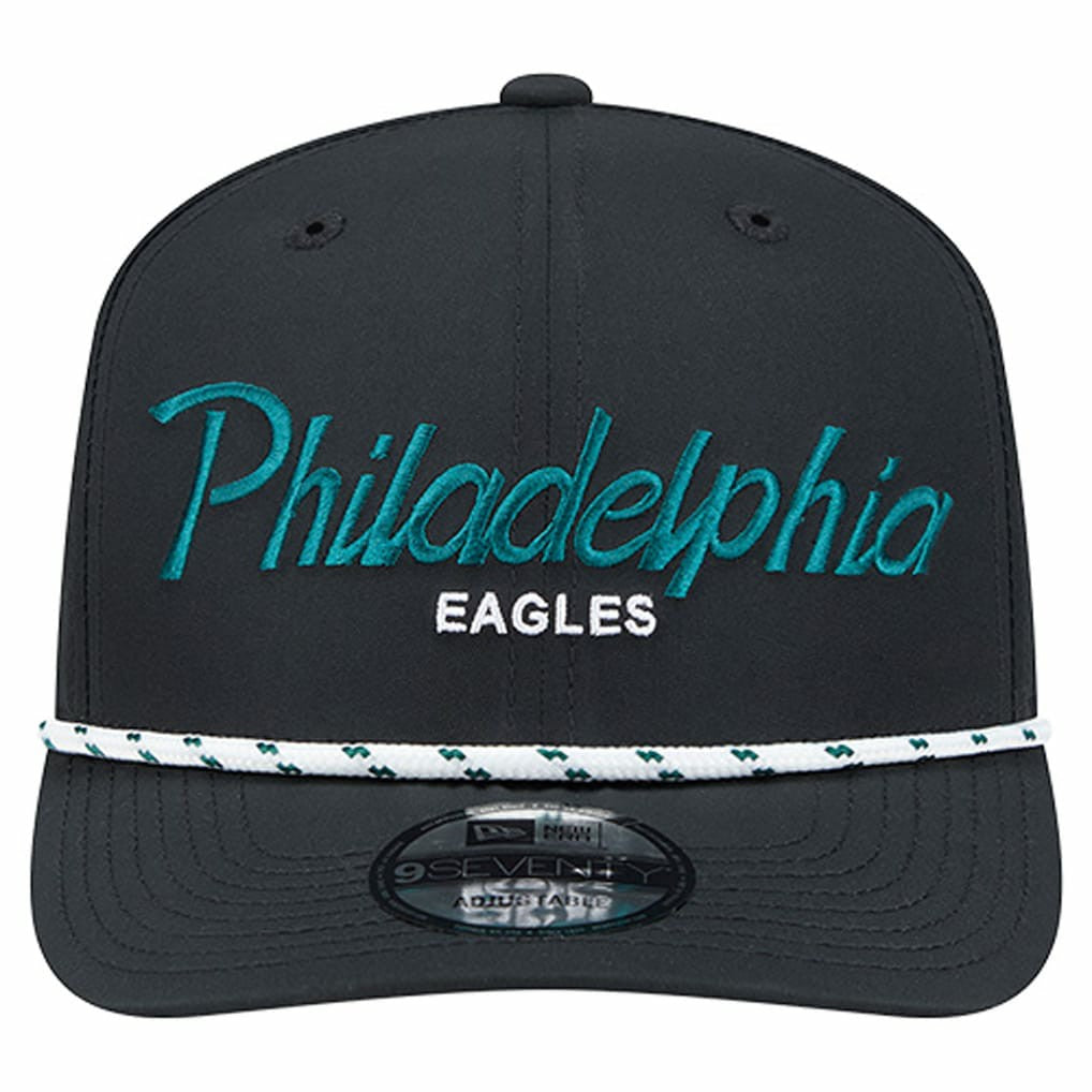 Philadelphia Eagles New Era Script 9SEVENTY Adjustable Hat Black