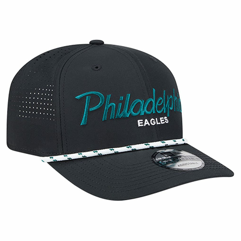 Philadelphia Eagles New Era Script 9SEVENTY Adjustable Hat Black