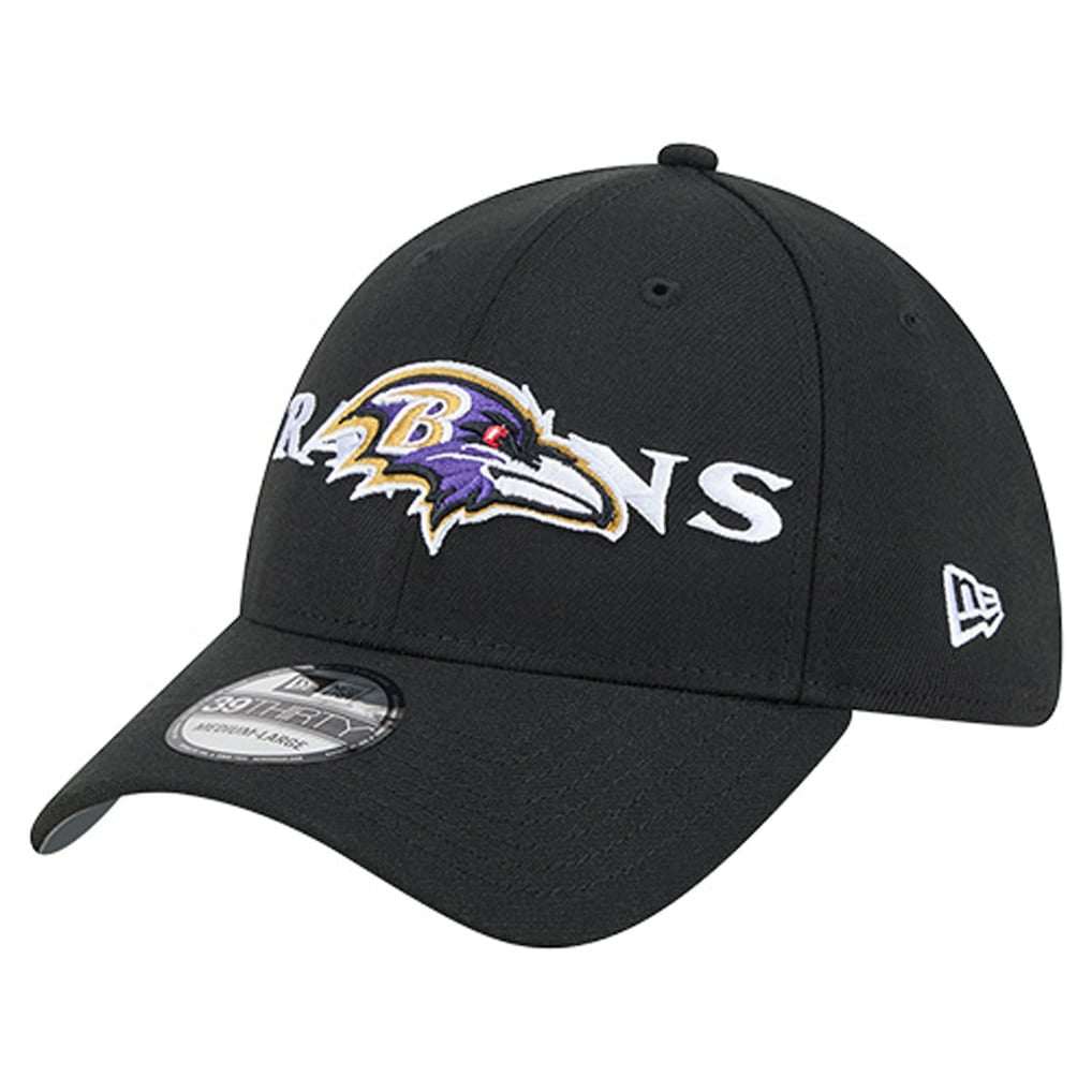 Baltimore Ravens New Era Overlap Logo 39THIRTY Stretch Fit Hat Black