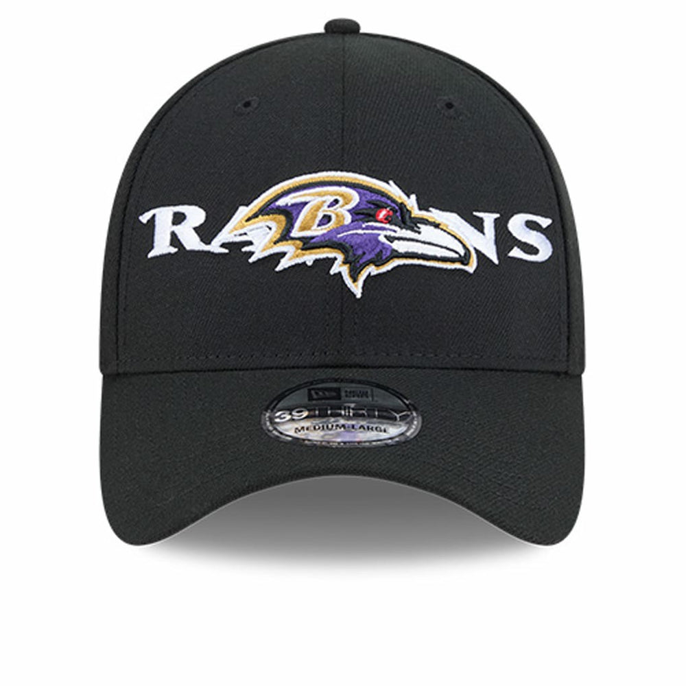 Baltimore Ravens New Era Overlap Logo 39THIRTY Stretch Fit Hat Black