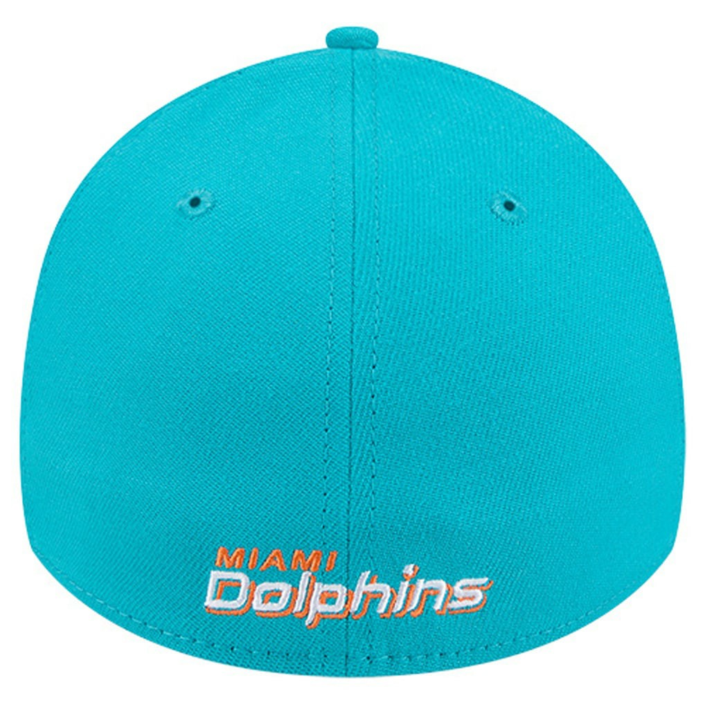 Miami Dolphins New Era Overlap Logo 39THIRTY Stretch Fit Hat Aqua