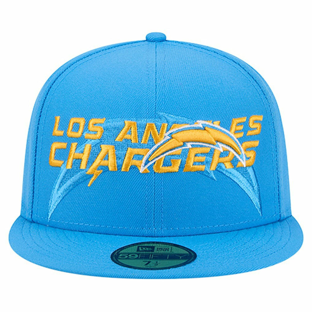Los Angeles Chargers New Era Overlap Wordmark 59FIFTY Fitted Hat Powder Blue