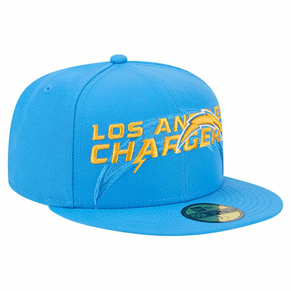 Los Angeles Chargers New Era Overlap Wordmark 59FIFTY Fitted Hat Powder Blue