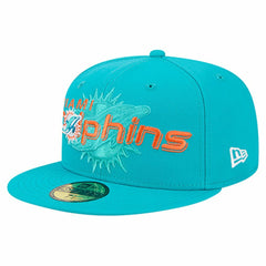 Miami Dolphins New Era Overlap Wordmark 59FIFTY Fitted Hat Aqua