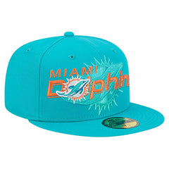 Miami Dolphins New Era Overlap Wordmark 59FIFTY Fitted Hat Aqua
