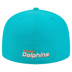 Miami Dolphins New Era Overlap Wordmark 59FIFTY Fitted Hat Aqua