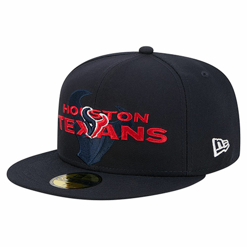 Houston Texans New Era Overlap Wordmark 59FIFTY Fitted Hat Navy