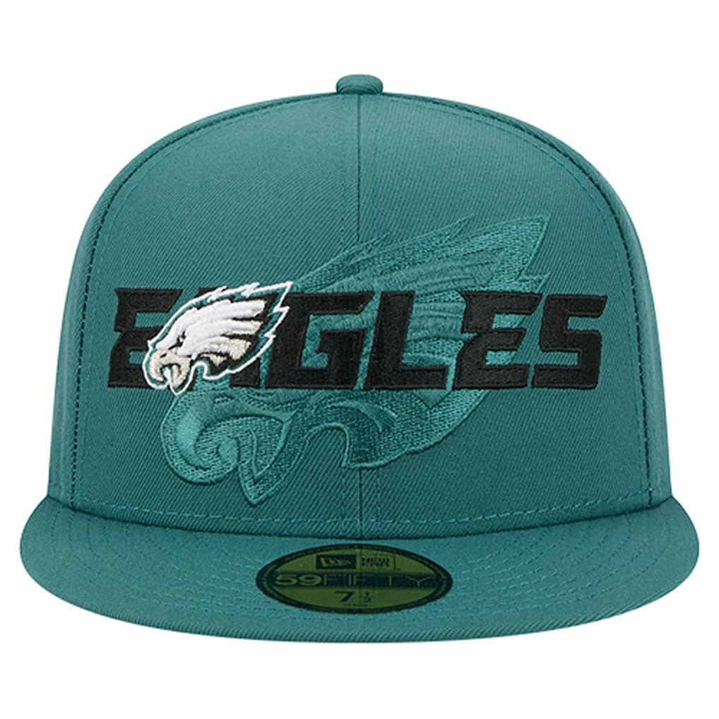 Philadelphia Eagles New Era Overlap Wordmark 59FIFTY Fitted Hat Midnight Green