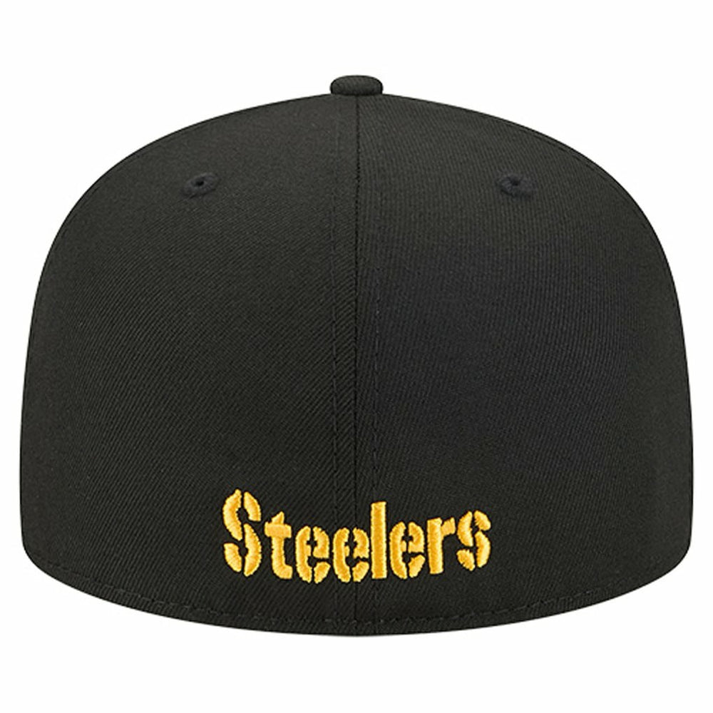 Pittsburgh Steelers New Era Overlap Wordmark 59FIFTY Fitted Hat Black