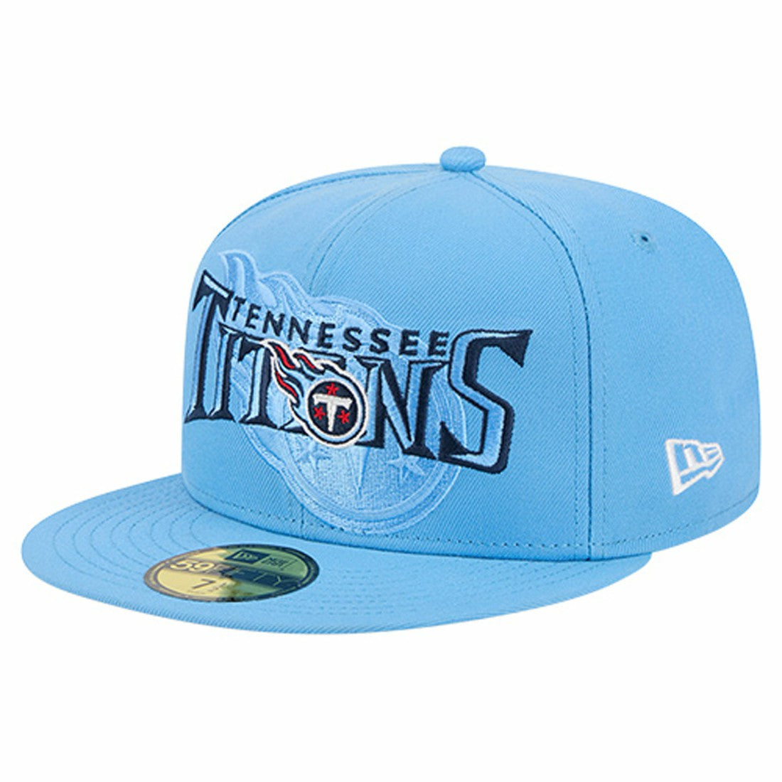 Tennessee Titans New Era Overlap Wordmark 59FIFTY Fitted Hat Light Blue