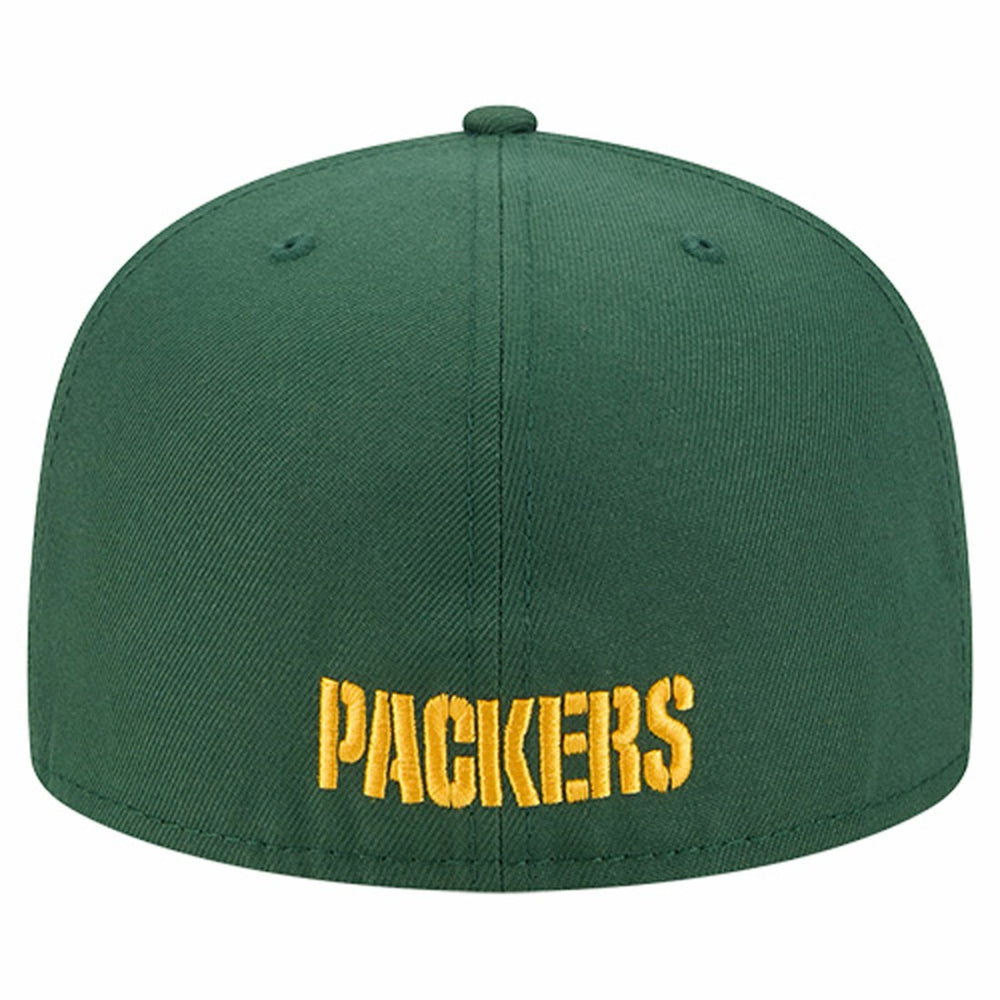 Green Bay Packers New Era Overlap Wordmark 59FIFTY Fitted Hat Green
