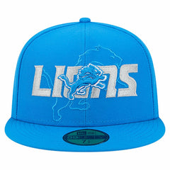 Detroit Lions New Era Overlap Wordmark 59FIFTY Fitted Hat Blue