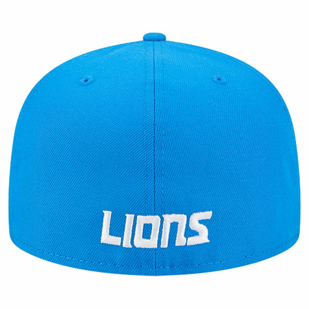 Detroit Lions New Era Overlap Wordmark 59FIFTY Fitted Hat Blue