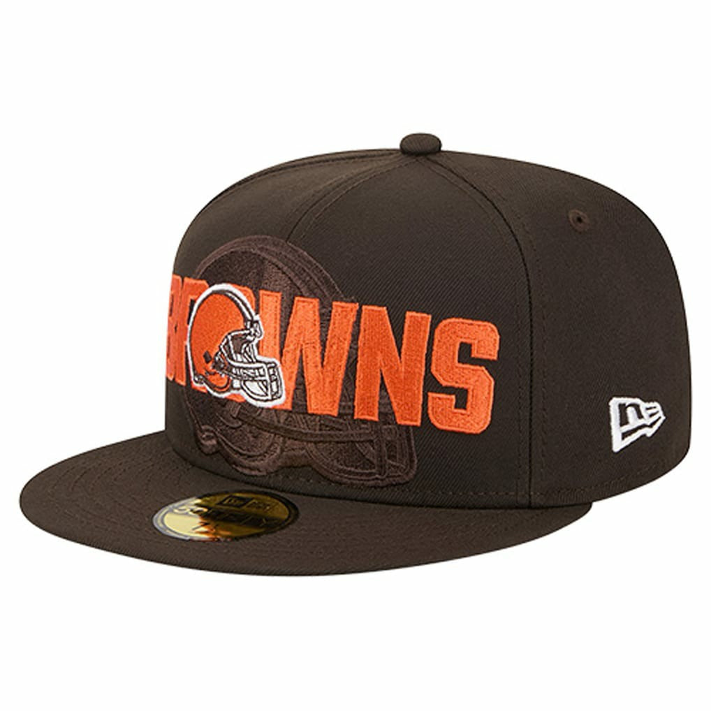 Cleveland Browns New Era Overlap Wordmark 59FIFTY Fitted Hat Brown